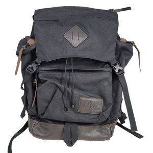 The North Face Black Canvas Leather Rucksack Backpack retail $180 Hiking outdoor